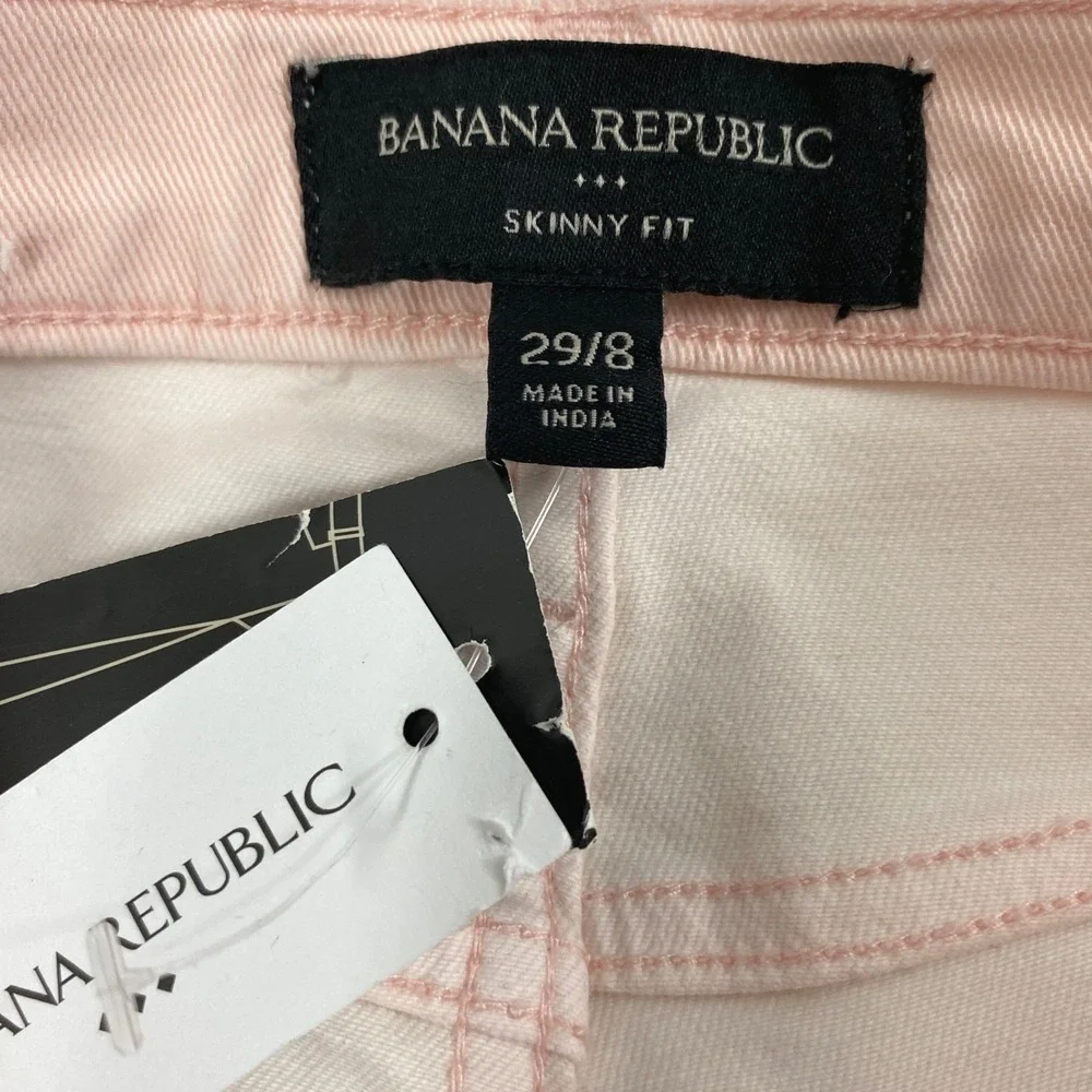 Banana Republic Jeans Womens 8 Mid Rise Pink Denim Skinny‎ Pastel Pants Stretch